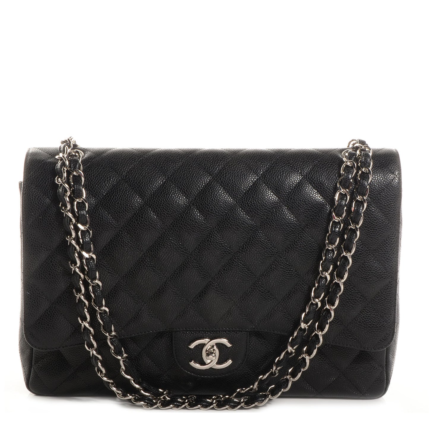 Caviar Quilted Maxi Double Flap Black