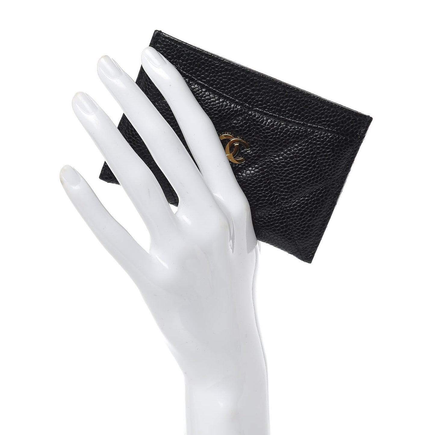 Caviar Quilted Card Holder Black