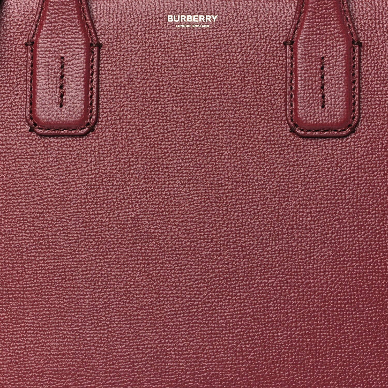 Burberry Grainy Calfskin House Check Medium Banner Tote Mahogany Red 8 of 10