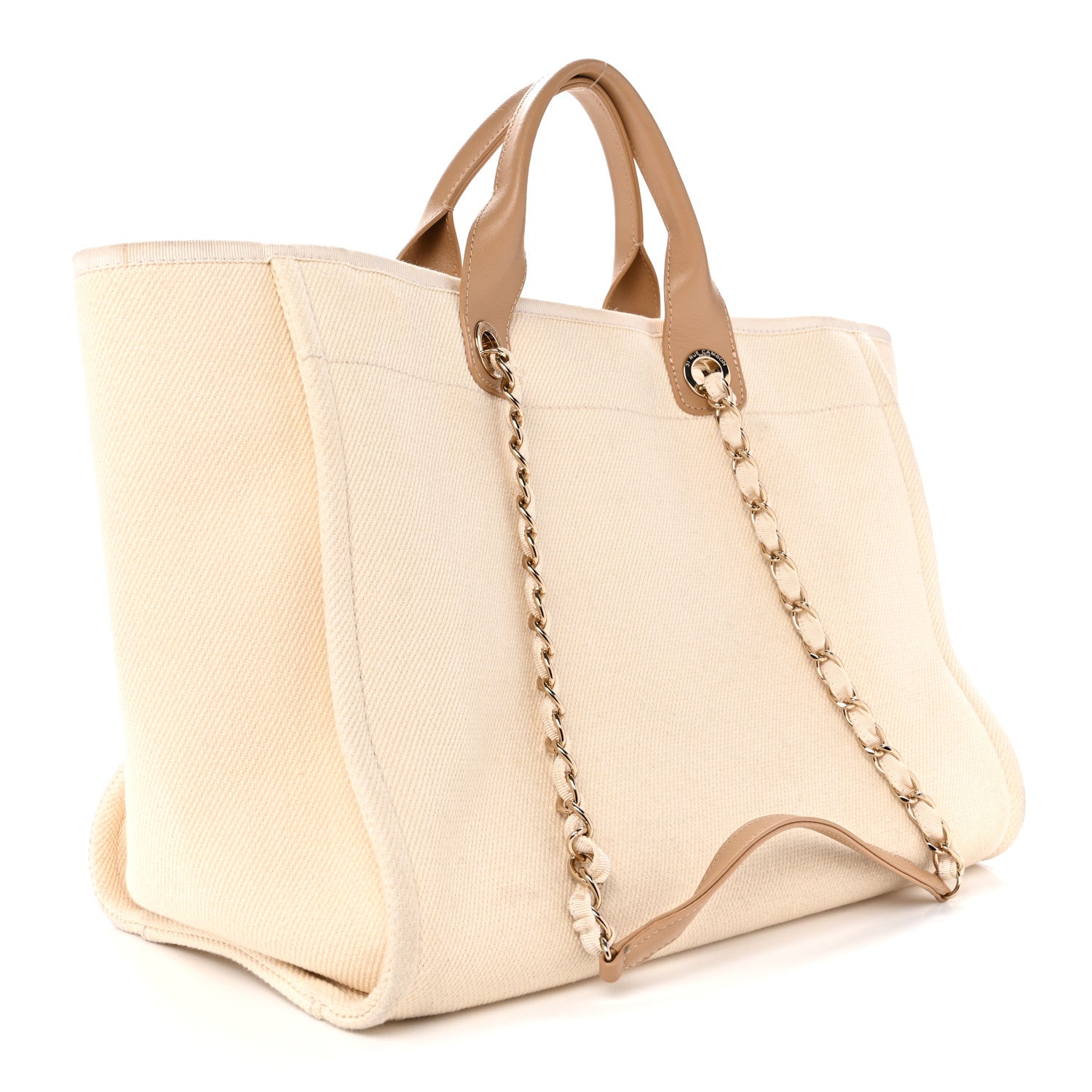 Chanel Canvas Pearl Medium Deauville Tote Ecru Beige 3 of 11