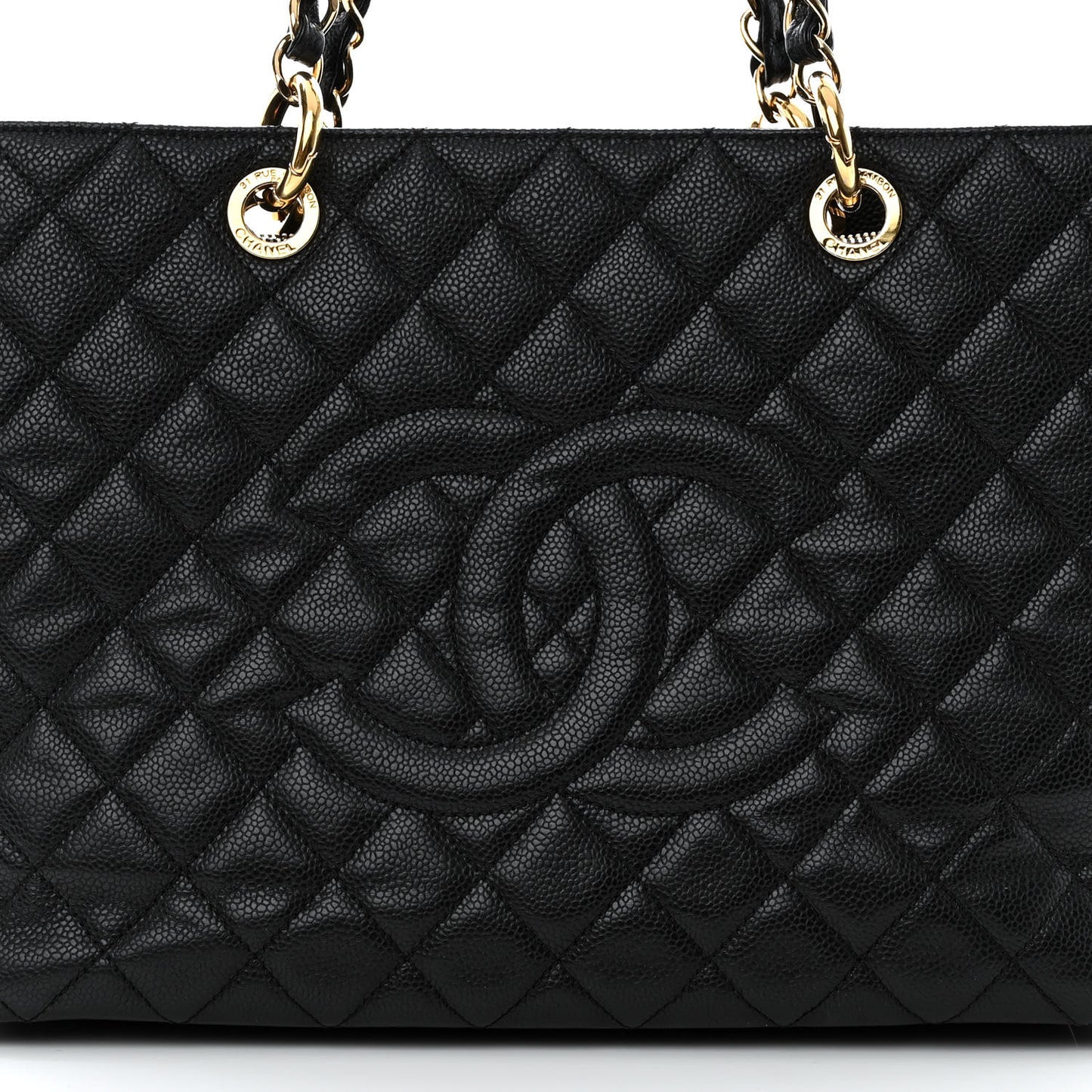 Caviar Quilted Grand Shopping Tote GST Black