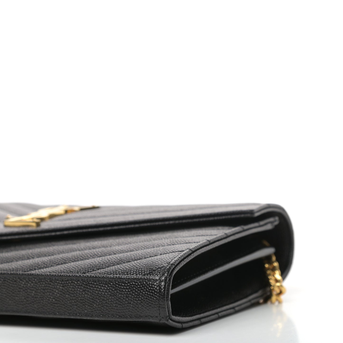 Grain De Poudre Matelasse Chevron Monogram Chain Wallet Black