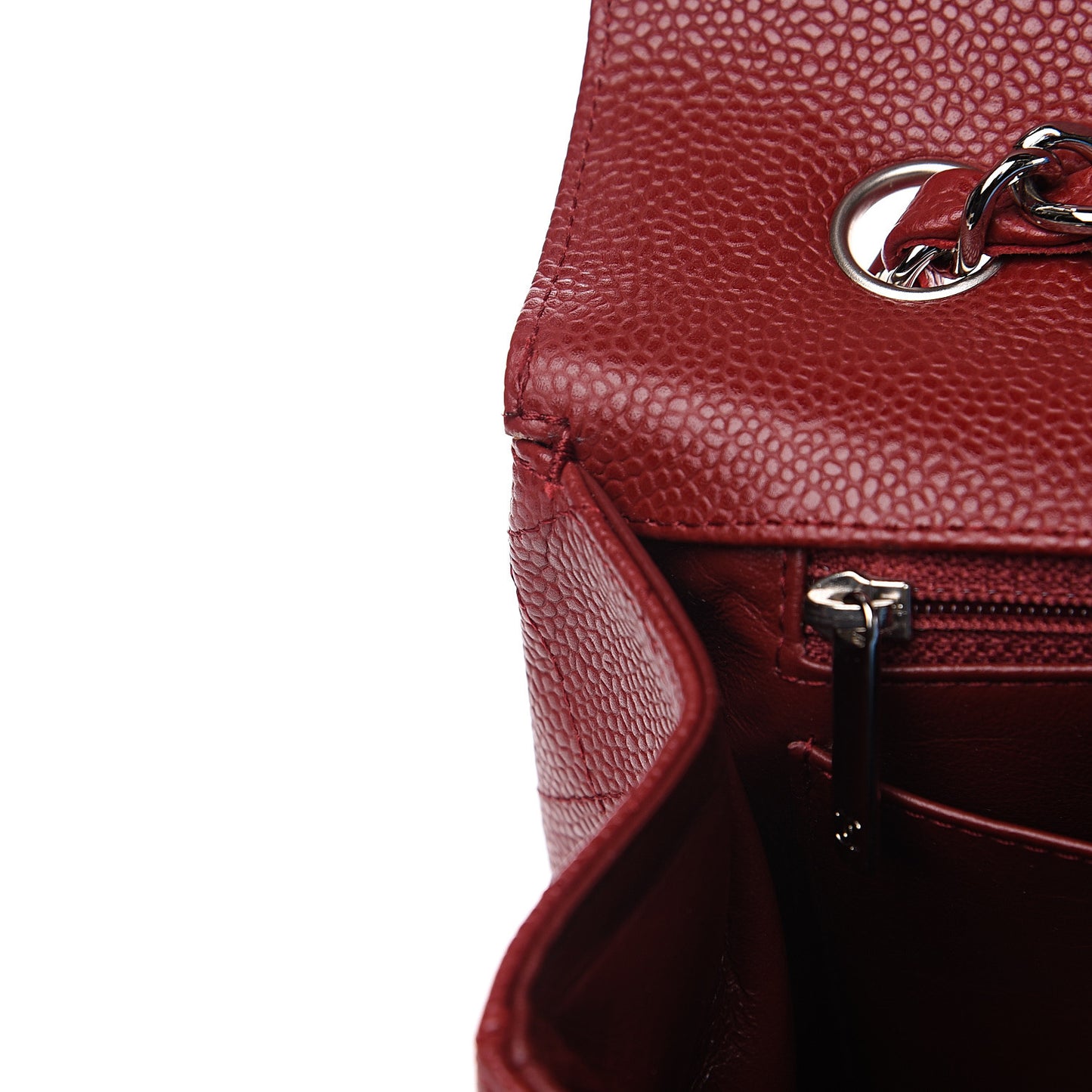 Caviar Quilted Jumbo Single Flap Dark Red