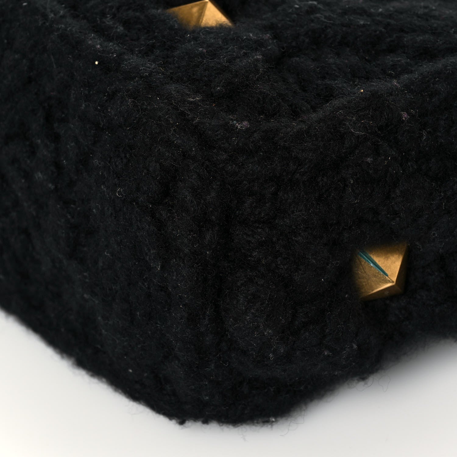 Valentino Garavani Cashmere Large Roman Stud Shoulder Bag Black 10 of 13