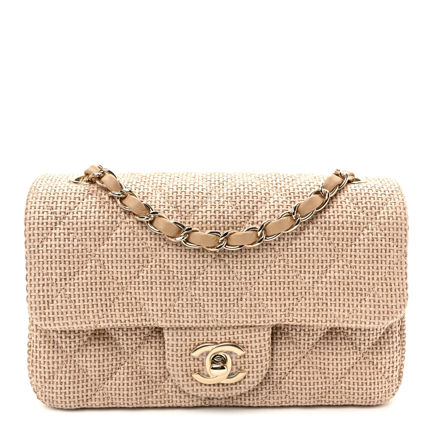 Chanel Braided Raffia Quilted Mini Rectangular Flap Dark Beige 1 of 21