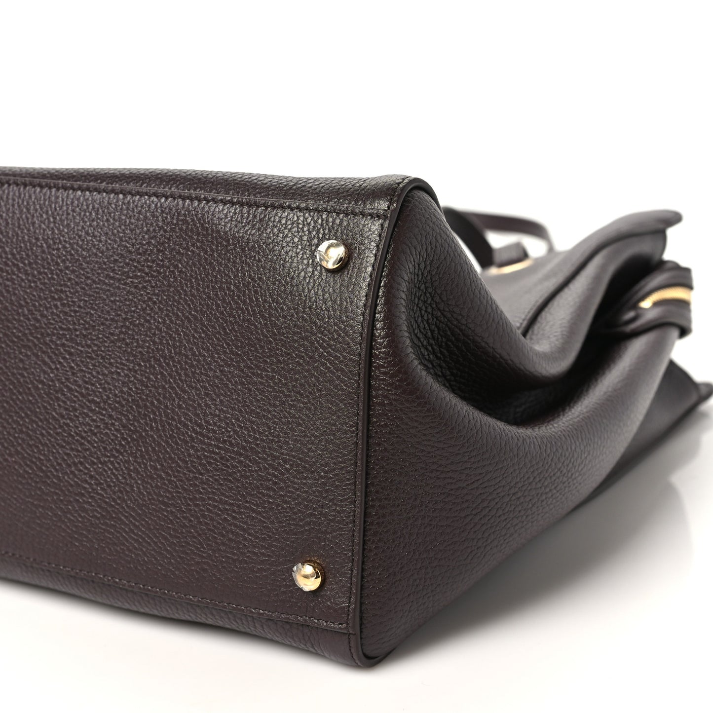 Grained Calfskin Large Shopping Bag Brown