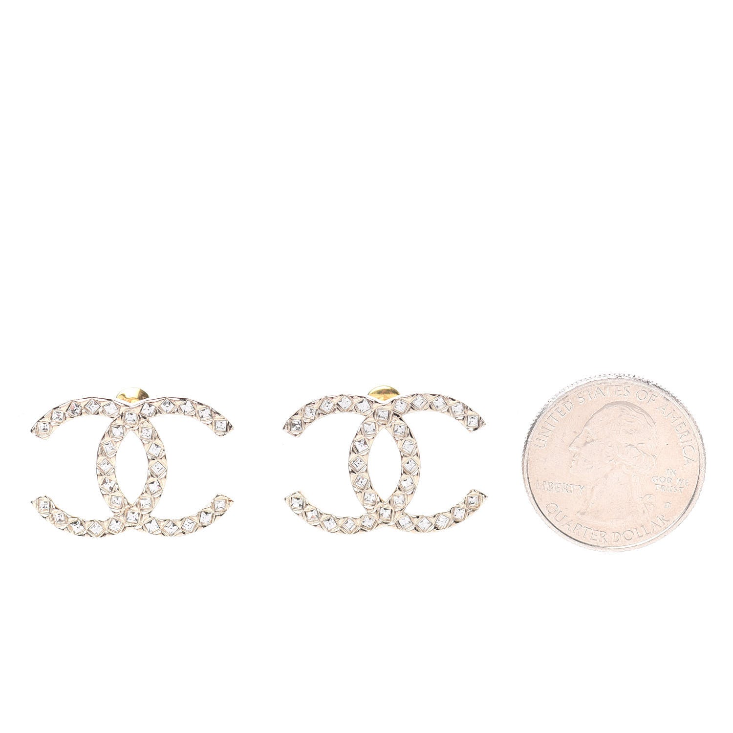 Chanel Baguette Crystal High Society CC Earrings Gold 2 of 5
