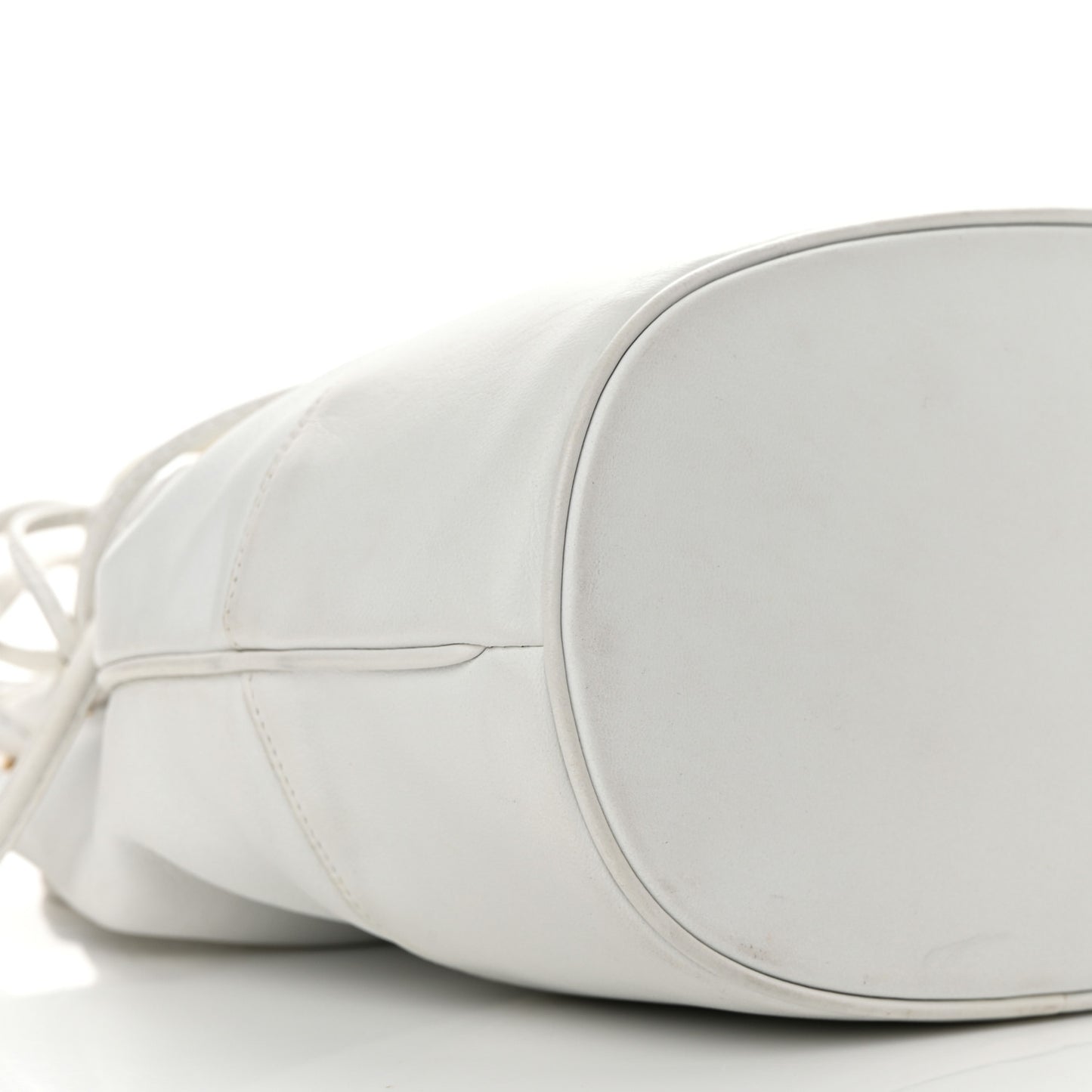 Lambskin CC Drawstring Bucket Bag White
