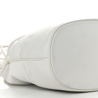 Chanel Lambskin CC Drawstring Bucket Bag White 12 of 18