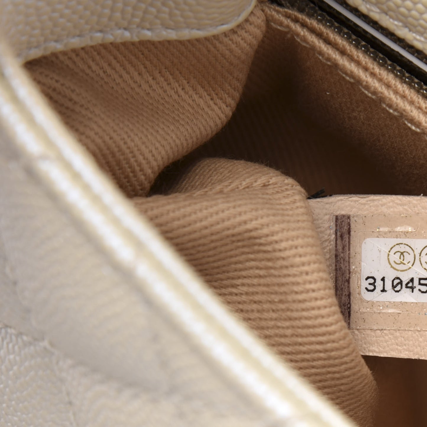 Iridescent Caviar Quilted Extra Mini Coco Handle Flap Ivory