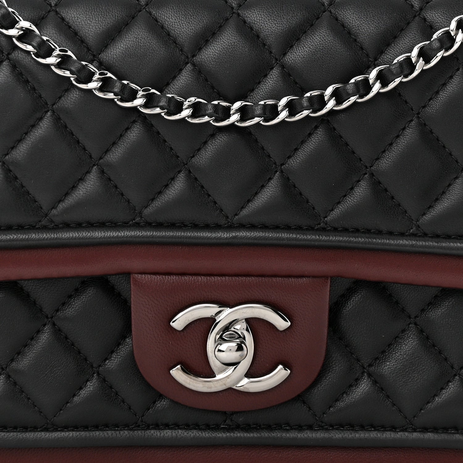 Chanel Lambskin Quilted Classic Twist Flap Bag Black Bordeaux Black Bordeaux 8 of 11