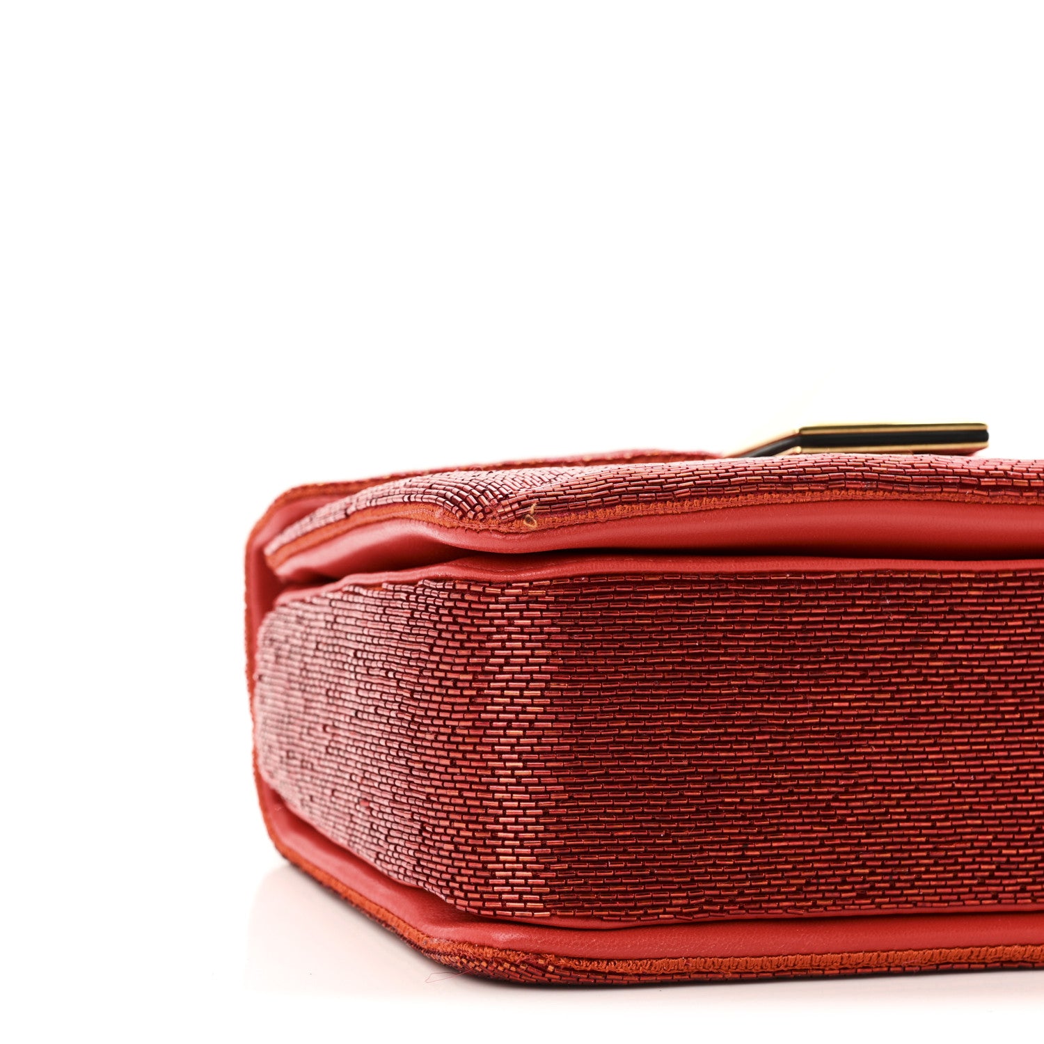 Valentino Garavani Nappa Beaded One Stud Chain Clutch Red 8 of 9