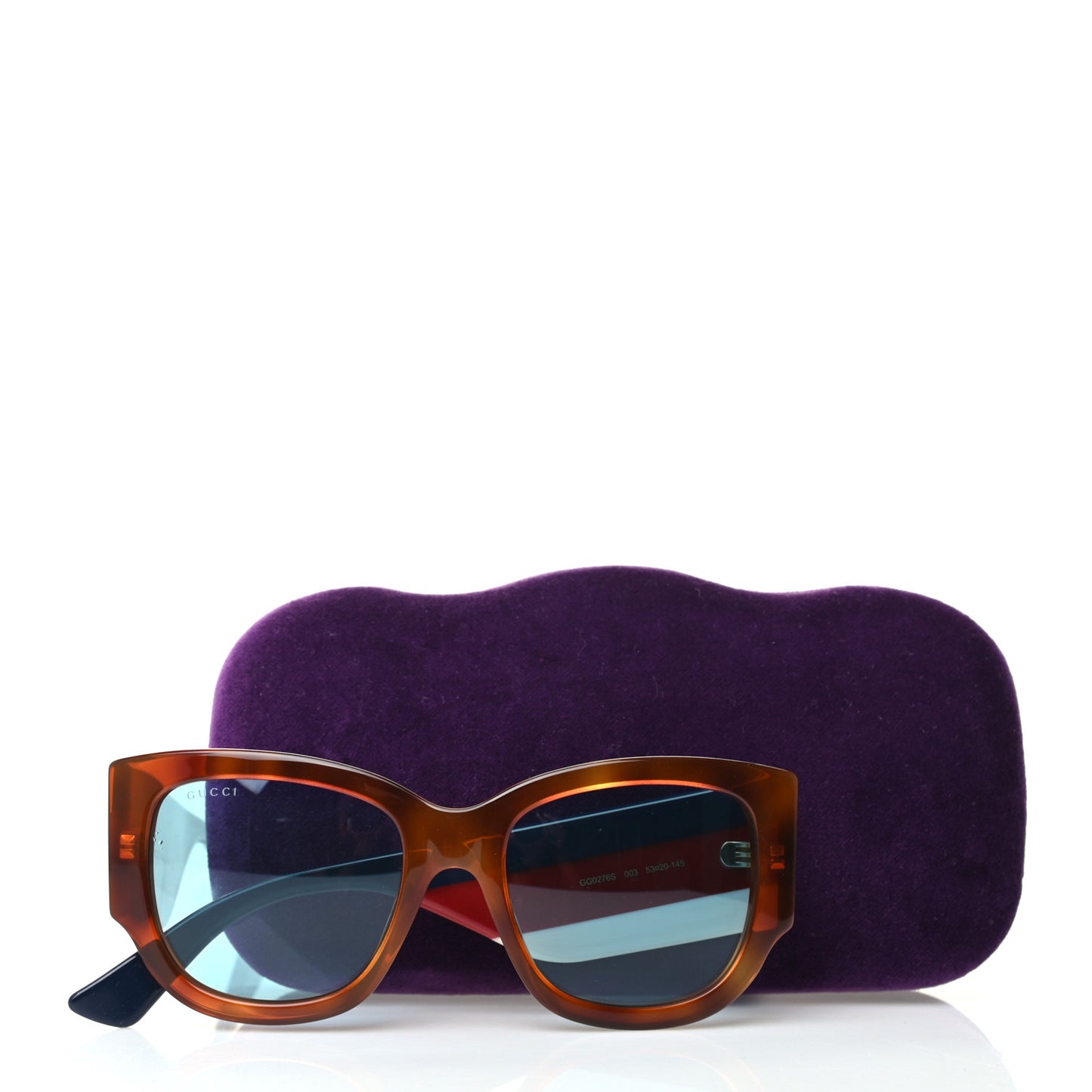 Acetate Web Oversized Frame Rectangle Sunglasses GG0276S Havana