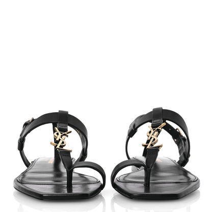 Saint Laurent Calfskin Cassandra Monogram Sandals 37 Black 3 of 12