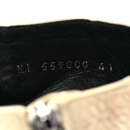 Saint Laurent Lacquered Snakeskin Ayers Finn 60 Crop Zip Boots 41 Cream 9 of 15