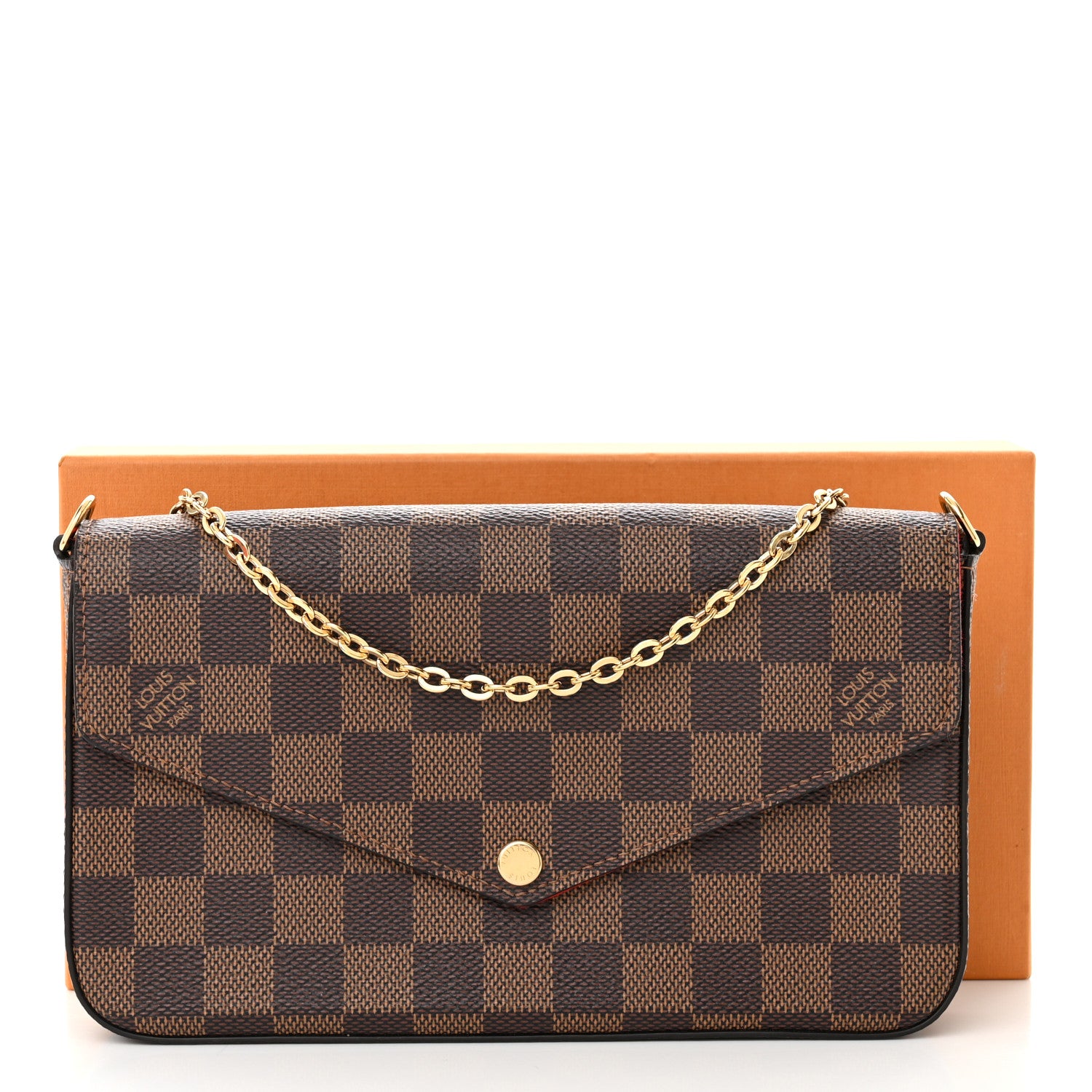 Louis Vuitton Damier Ebene Pochette Felicie Chain Wallet 10 of 10