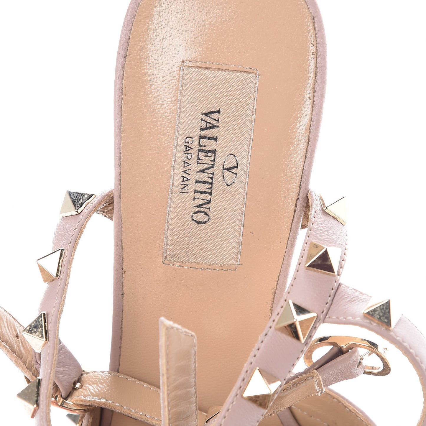 Calfskin Nappa Rockstud Ankle Strap 65mm Pumps 37 Green Poudre