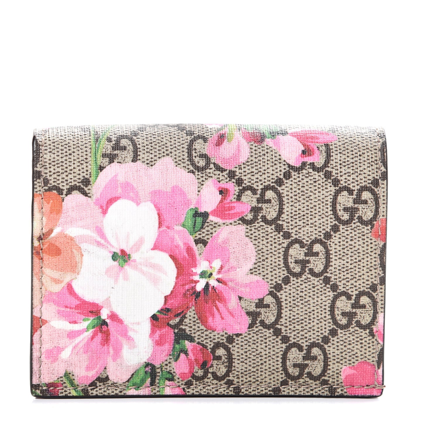 GG Supreme Monogram Blooms Card Case Wallet Beige Multicolor Dry Rose