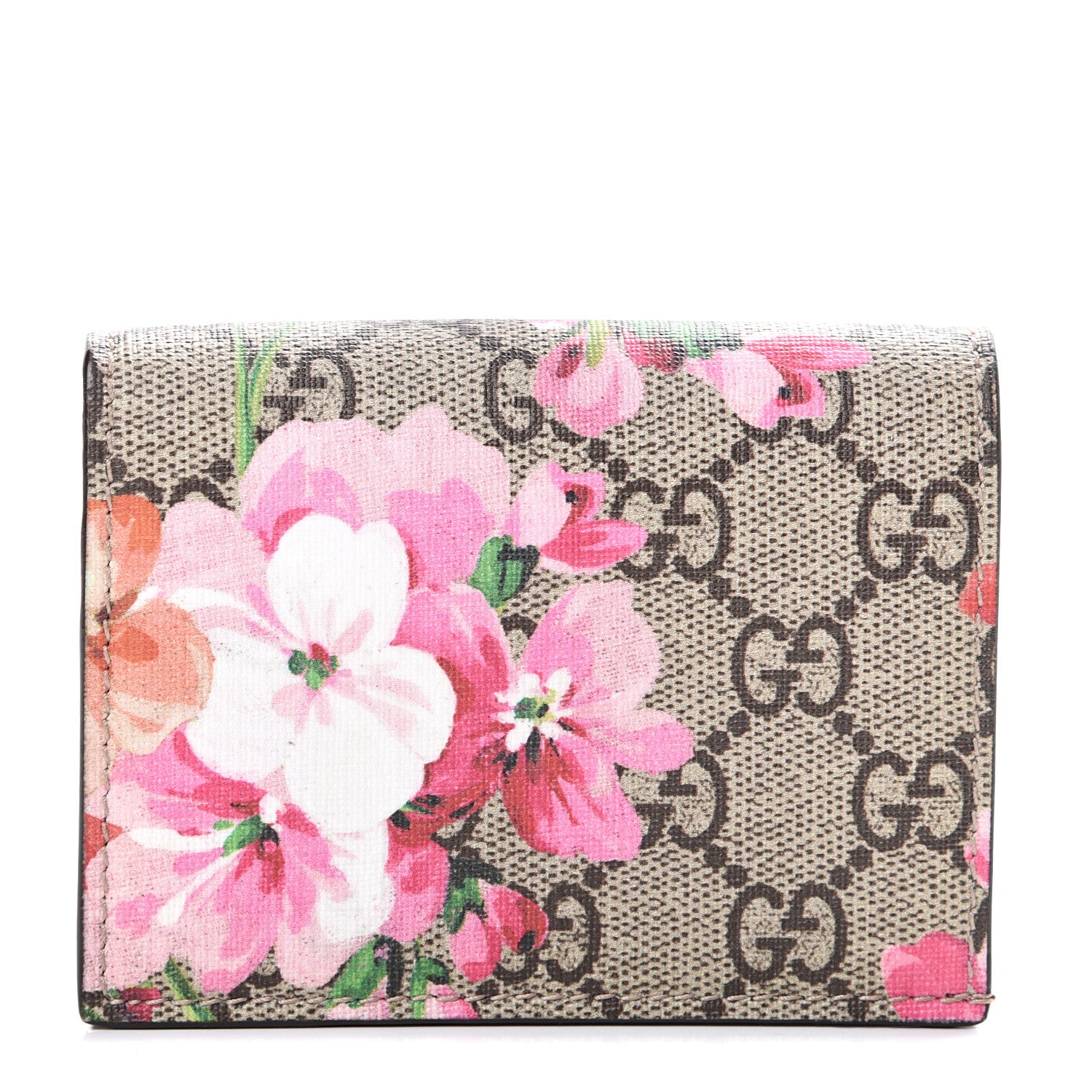 Gucci GG Supreme Monogram Blooms Card Case Wallet Beige Multicolor Dry Rose 1 of 7