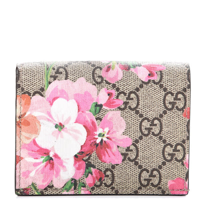 Gucci GG Supreme Monogram Blooms Card Case Wallet Beige Multicolor Dry Rose 1 of 7
