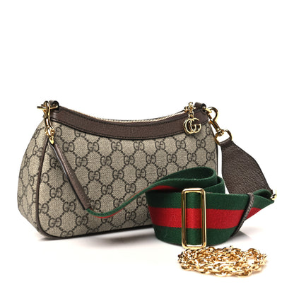 Gucci GG Supreme Monogram Textured Dollar Calfskin Web Small Ophidia GG Handbag Beige Ebony New Acero 3 of 11