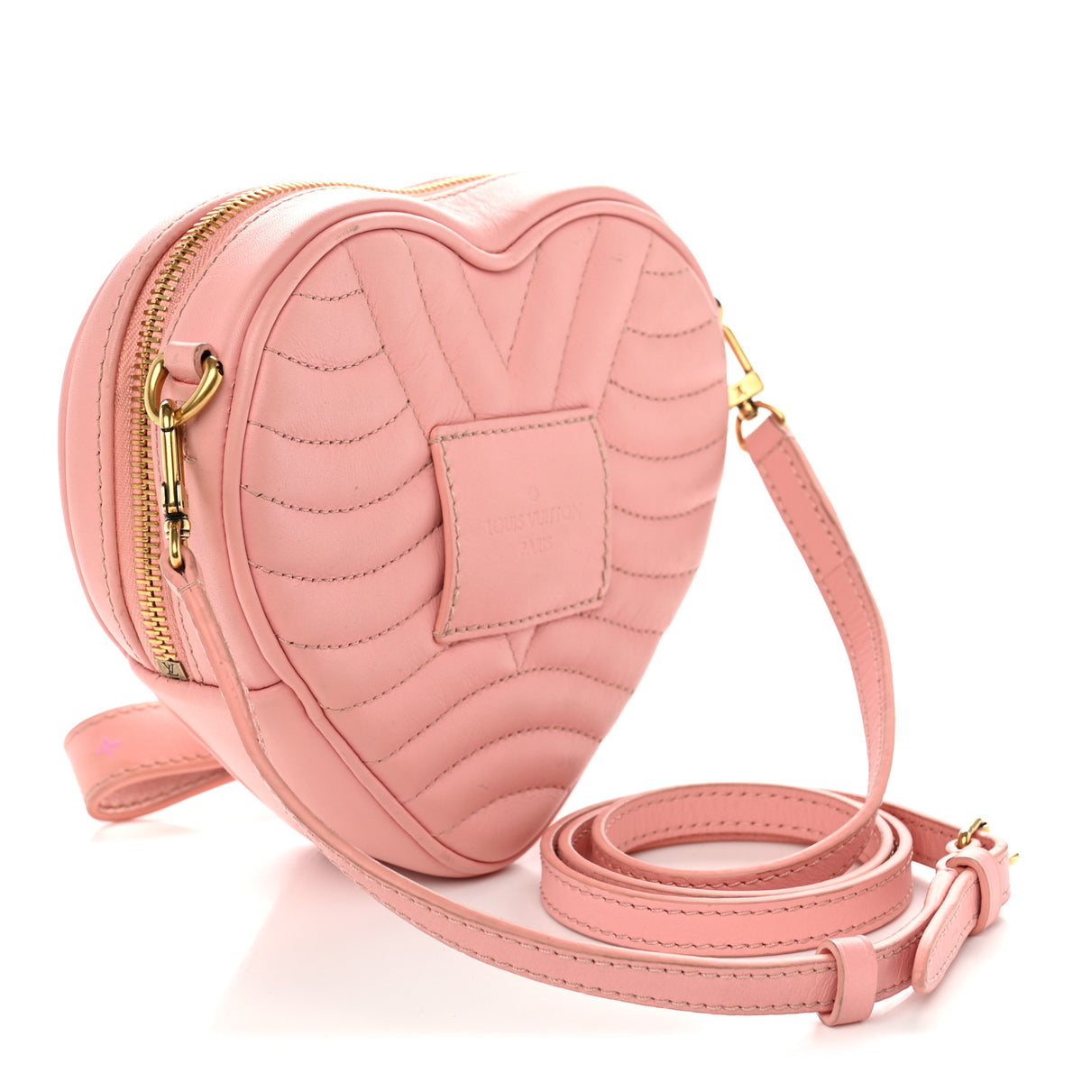 Calfskin Embellished New Wave Love Lock Heart Bag Rose Pomettes