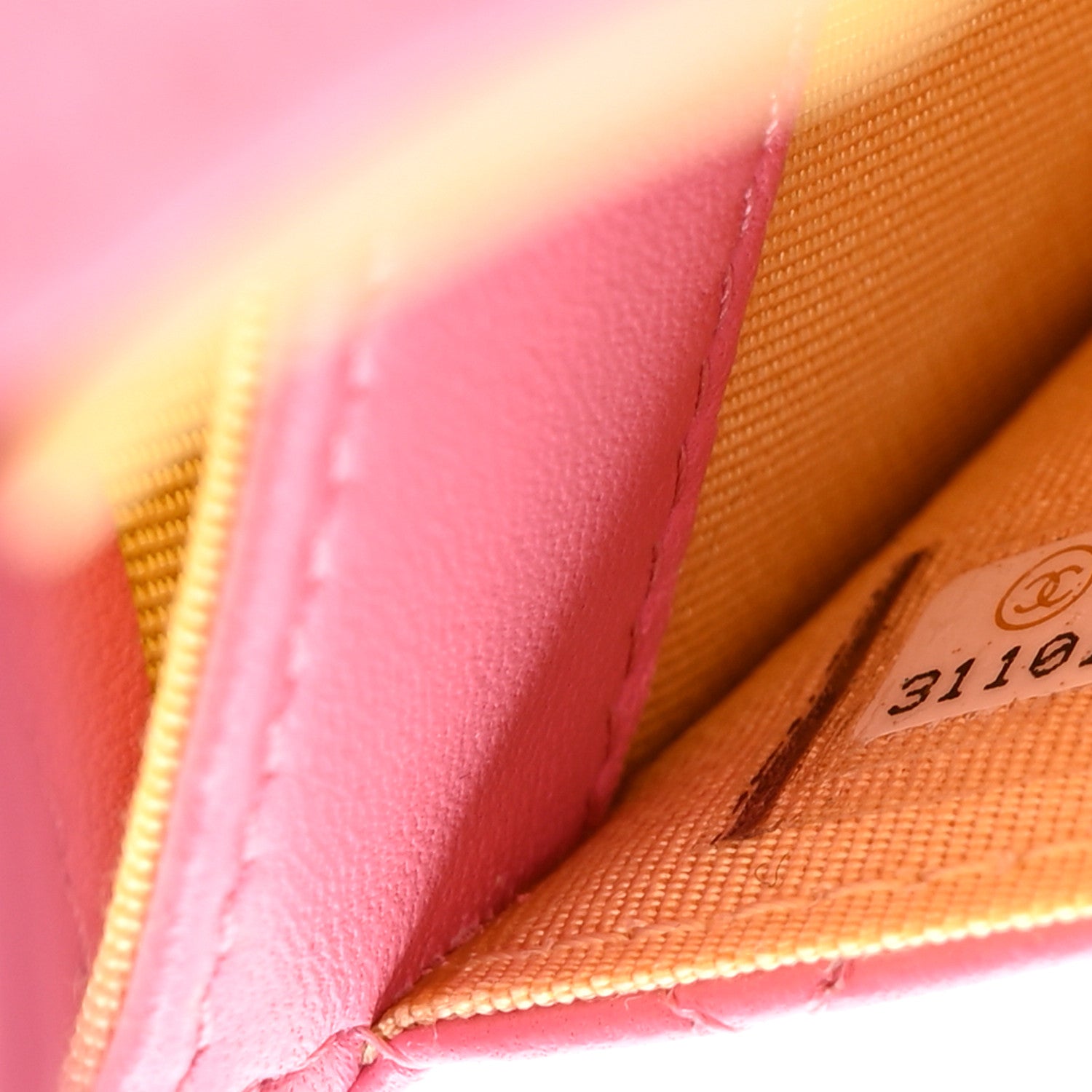 Chanel Lambskin Quilted Flap Card Holder Wallet Pink Yellow 8 of 12
