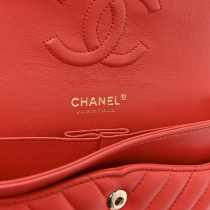 Chanel Lambskin Chevron Quilted Medium Double Flap Red 6 of 10