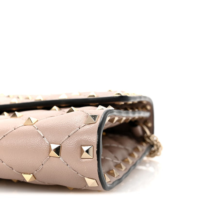 Valentino Garavani Lambskin Rockstud Spike Wallet on Chain Poudre 9 of 9