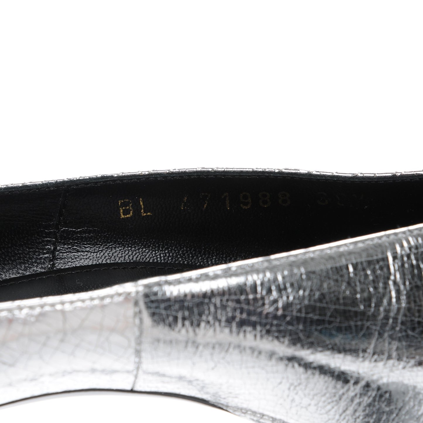 Metallic Cracked Goatskin Anja 105 Pumps 38.5 Argento