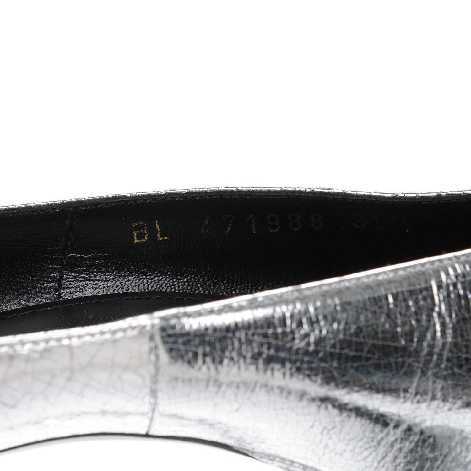 Saint Laurent Metallic Cracked Goatskin Anja 105 Pumps 38.5 Argento 8 of 9