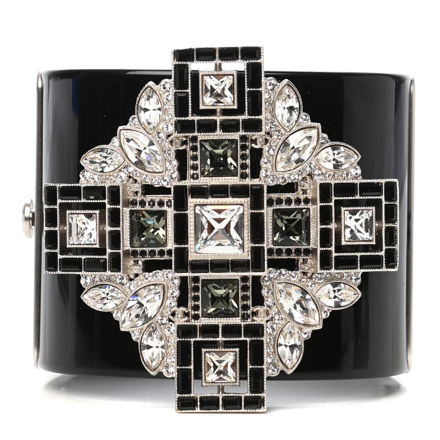 Resin Crystal CC Cross Cuff Black