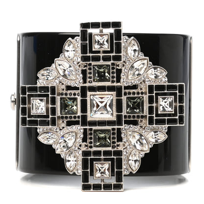 Chanel Resin Crystal CC Cross Cuff Black 1 of 6