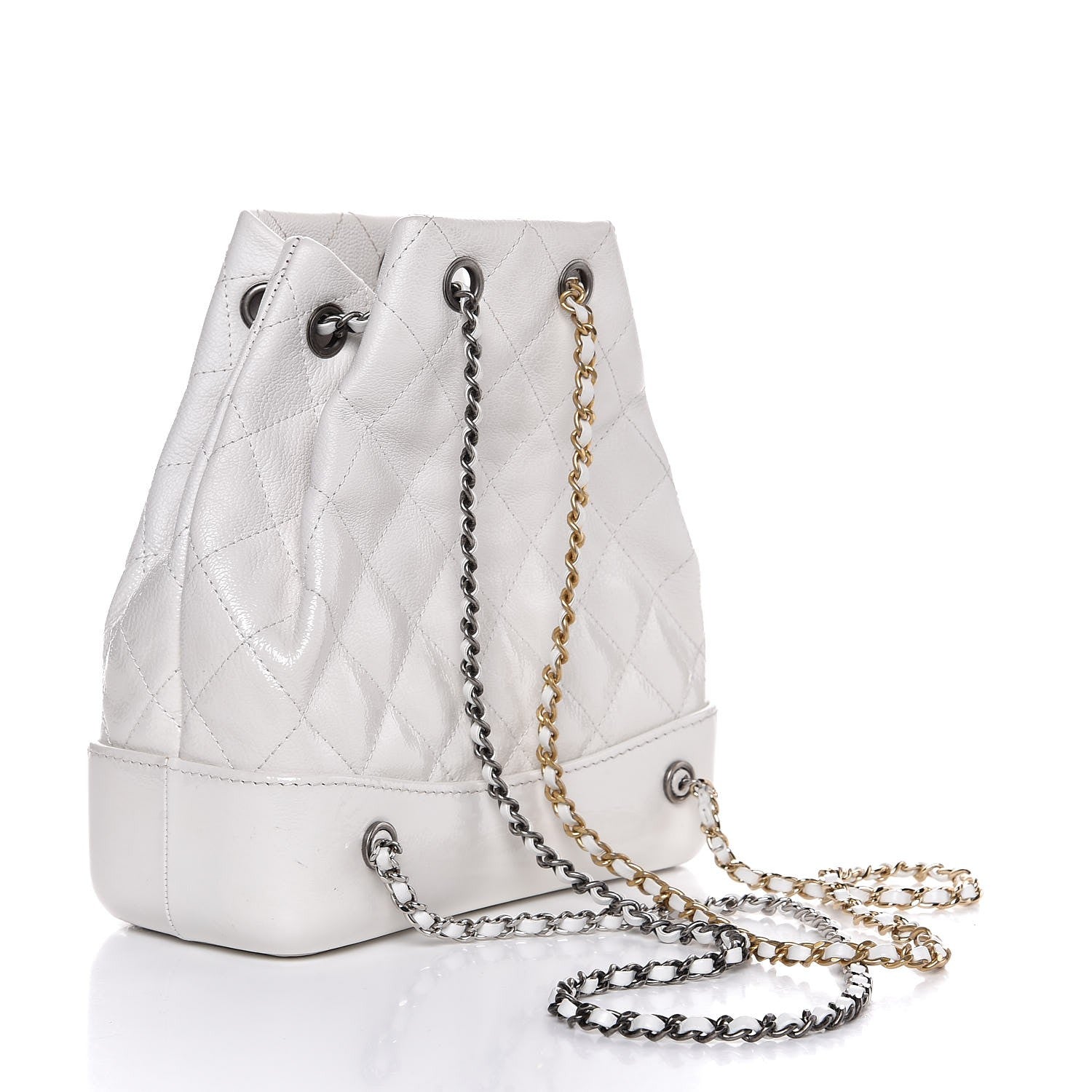 Chanel Patent Goatskin Quilted Small Gabrielle Backpack White 3 of 9