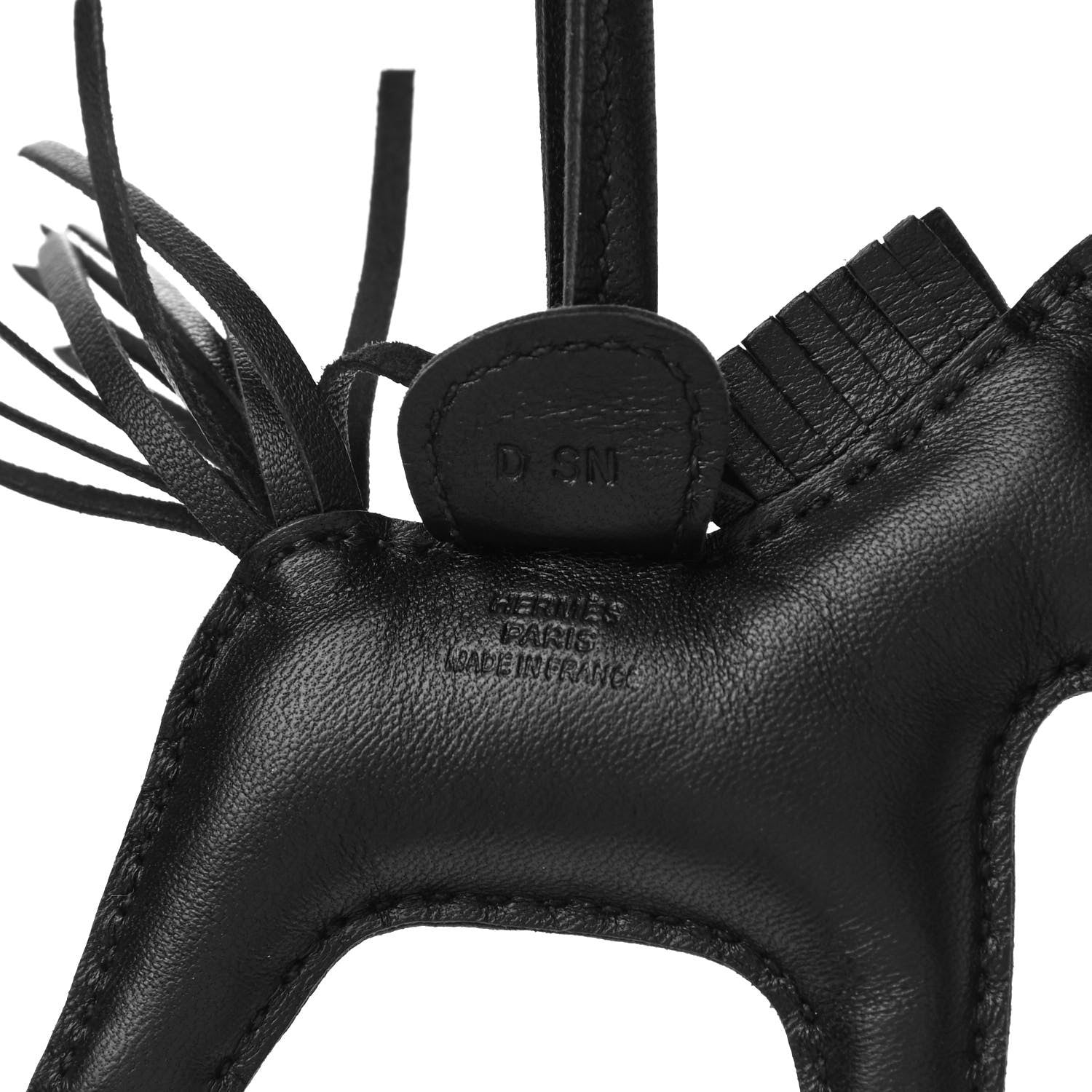 Hermes Milo Lambskin Grigri Rodeo Horse Bag Charm PM So Black 3 of 3