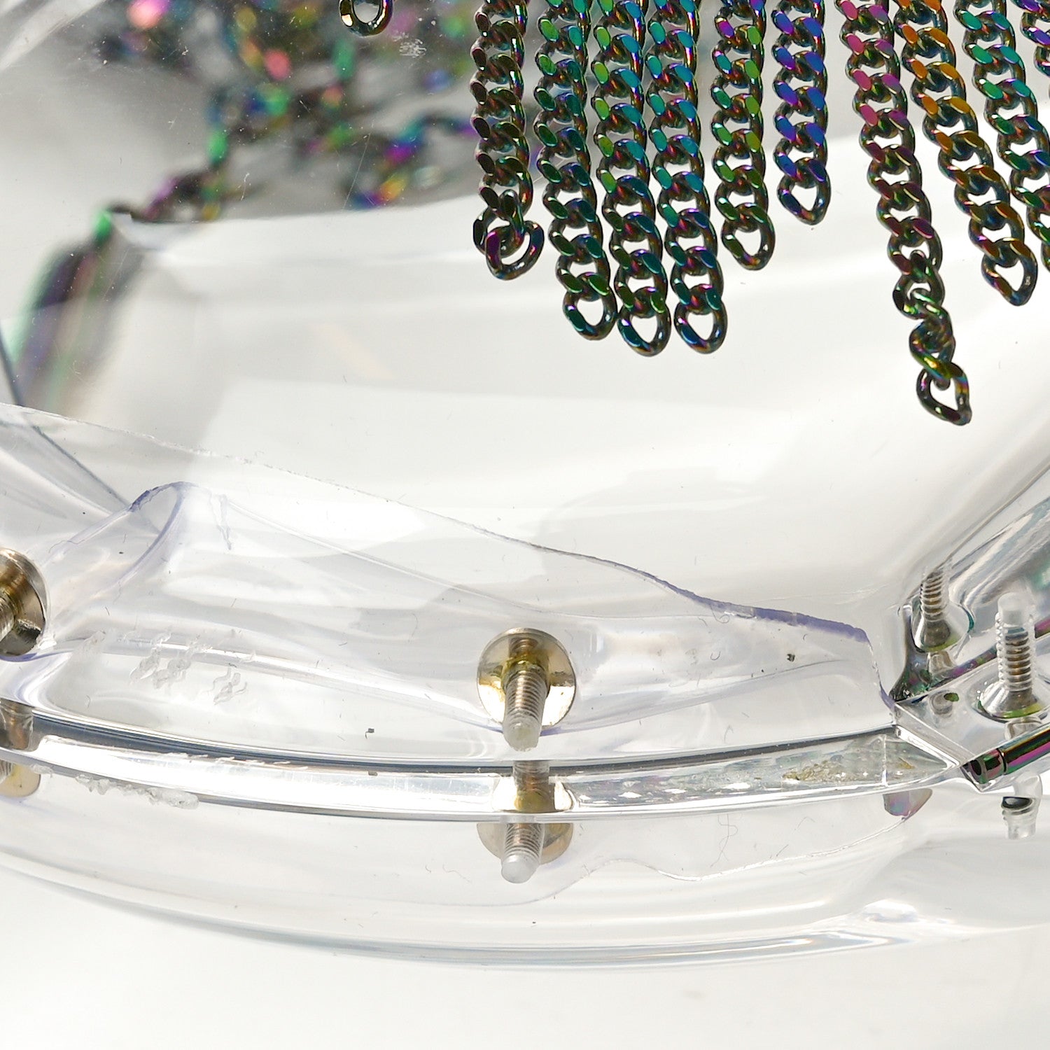 Chanel Plexiglass Iridescent Chain Fringe CC Clutch Clear 7 of 9