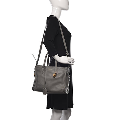 Alexander McQueen Pebbled Calfskin Small Skull Padlock Zip Around Tote Grey 2 of 12