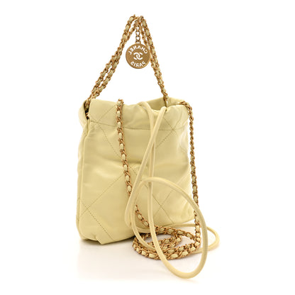 Chanel Shiny Calfskin Quilted Mini Chanel 22 Light Yellow 3 of 10