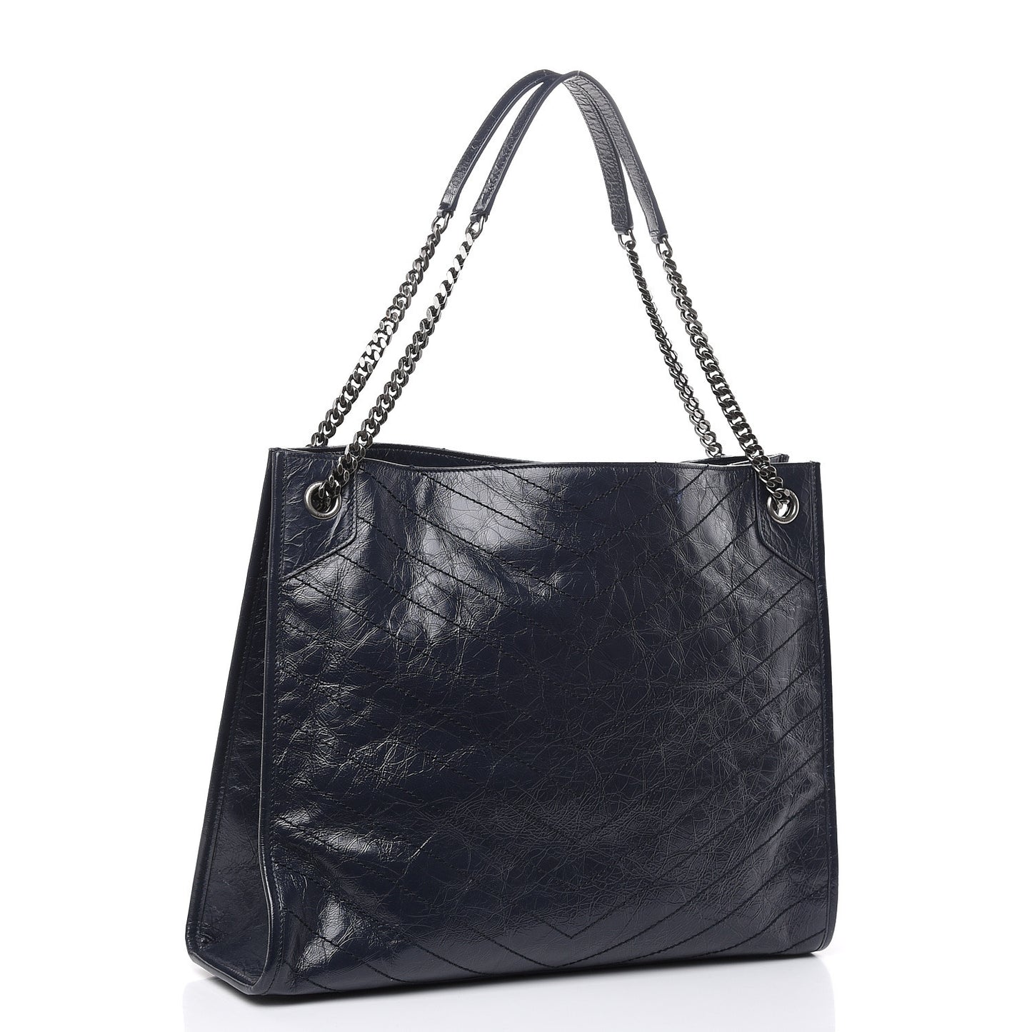 Crinkled Calfskin Matelasse Monogram Niki Shoulder Bag Deep Marine