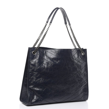 Saint Laurent Crinkled Calfskin Matelasse Monogram Niki Shoulder Bag Deep Marine 3 of 12
