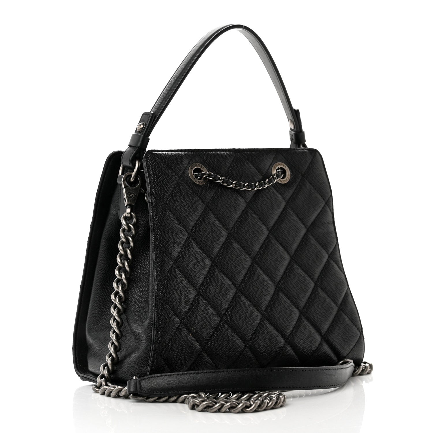 Chanel Caviar Quilted Small CC Bucket Bag Black 2 of 10