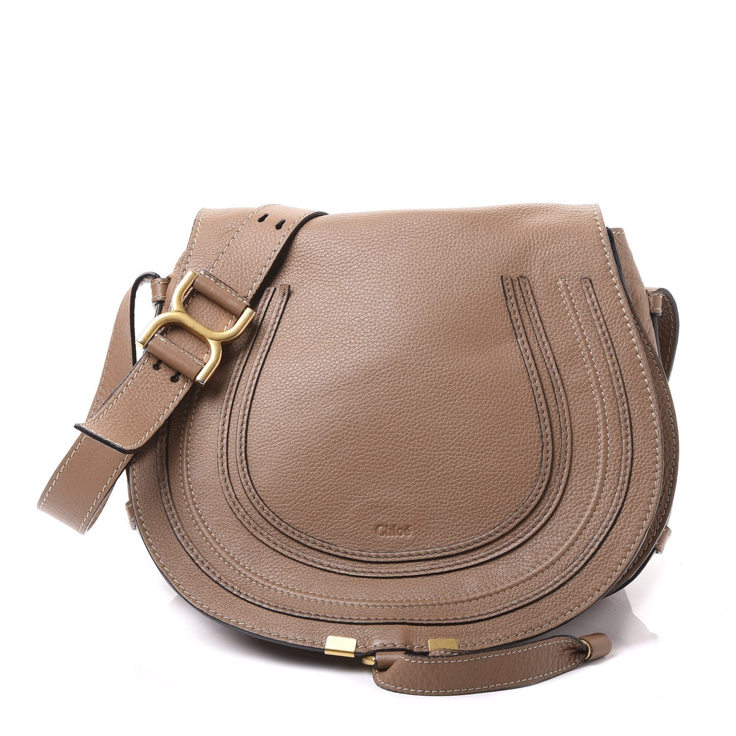 Calfskin Medium Marcie Round Crossbody Bag Nut