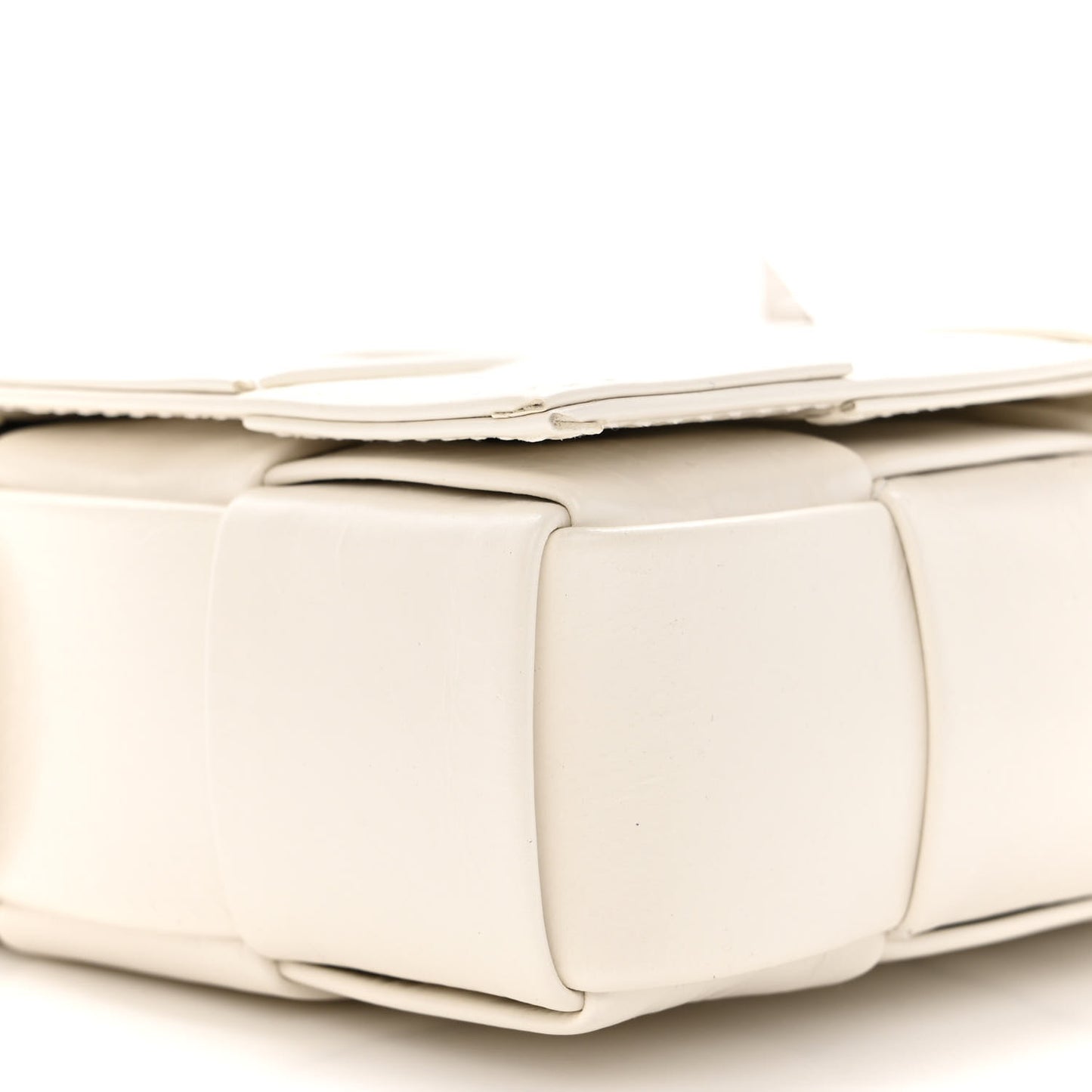 Paper Calfskin Maxi Intreccio Cassette Crossbody Bag White