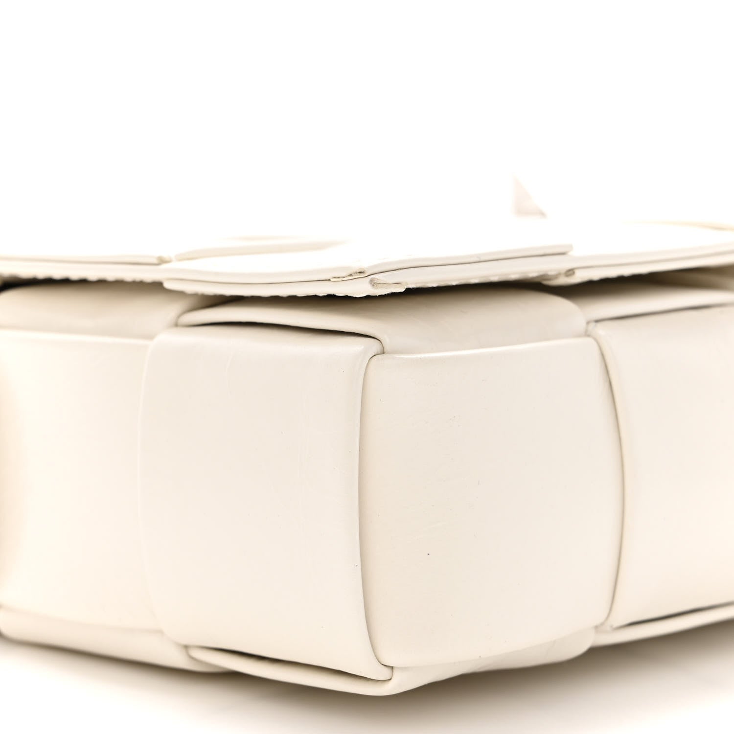 Bottega Veneta Paper Calfskin Maxi Intreccio Cassette Crossbody Bag White 9 of 10