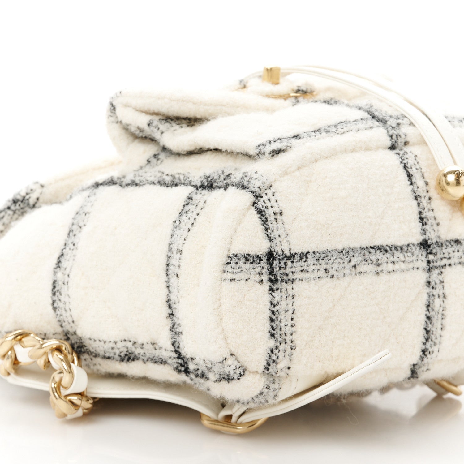 Chanel Wool Tweed Elegant Backpack Ecru Black 9 of 10