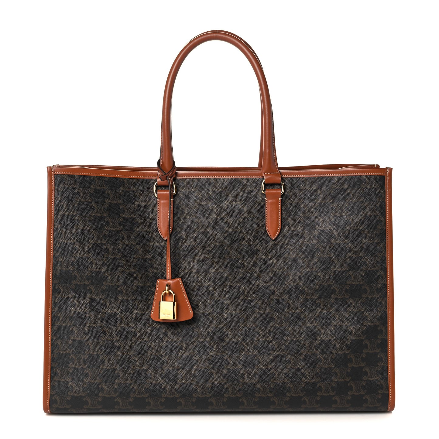 Triomphe Canvas Calfskin Horizontal Cabas Tan