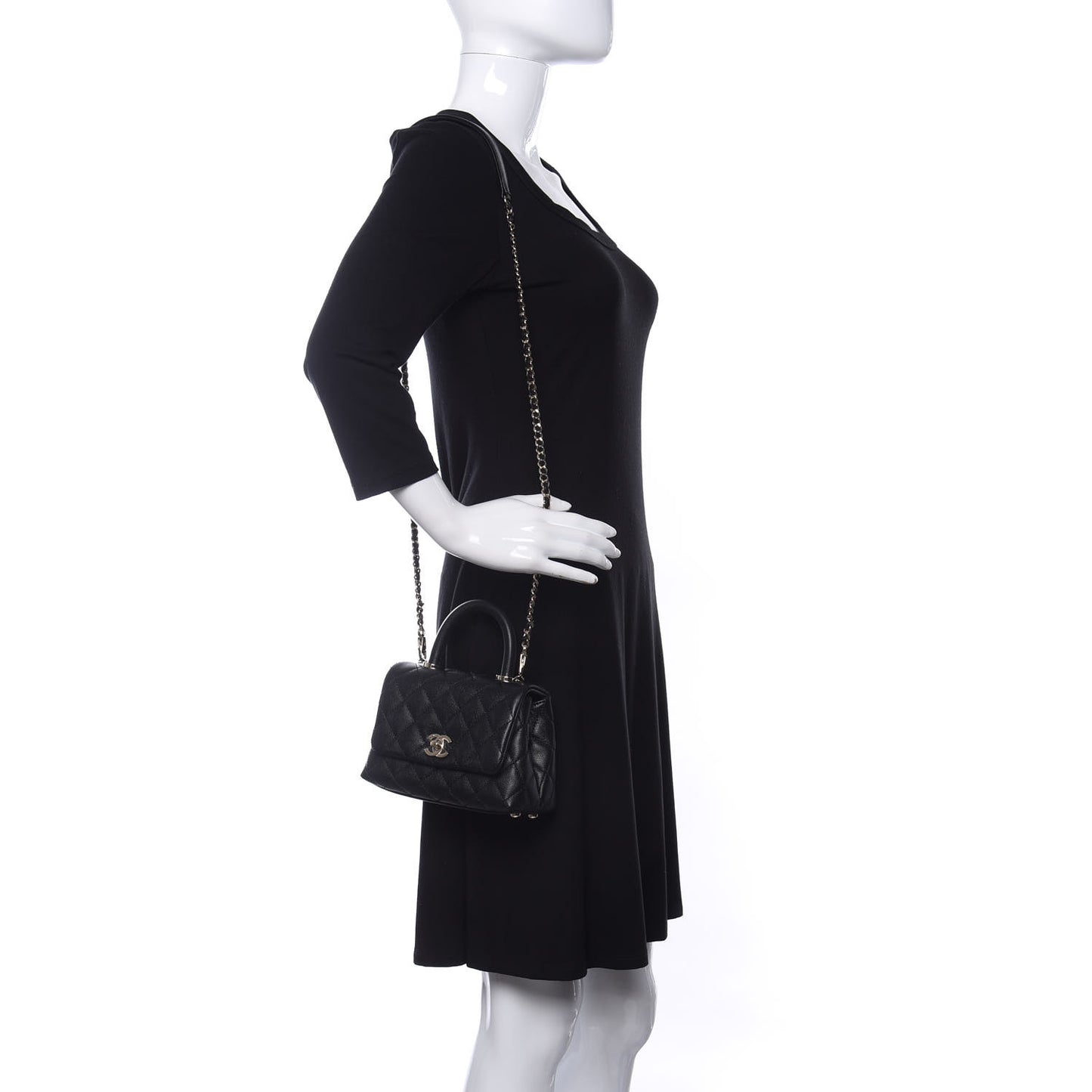 Caviar Quilted Extra Mini Coco Handle Flap Black