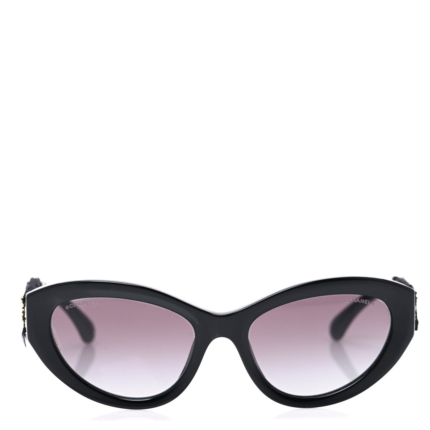 Chanel Acetate Tweed Wool CC Chain Sunglasses 5513 Black 2 of 8
