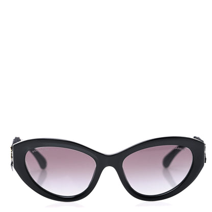 Chanel Acetate Tweed Wool CC Chain Sunglasses 5513 Black 2 of 8