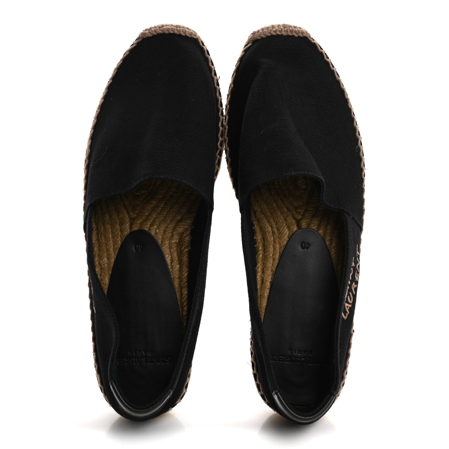 Saint Laurent Canvas Nappa Elba Light Logo Embroidered Espadrilles 40 Black 2 of 9